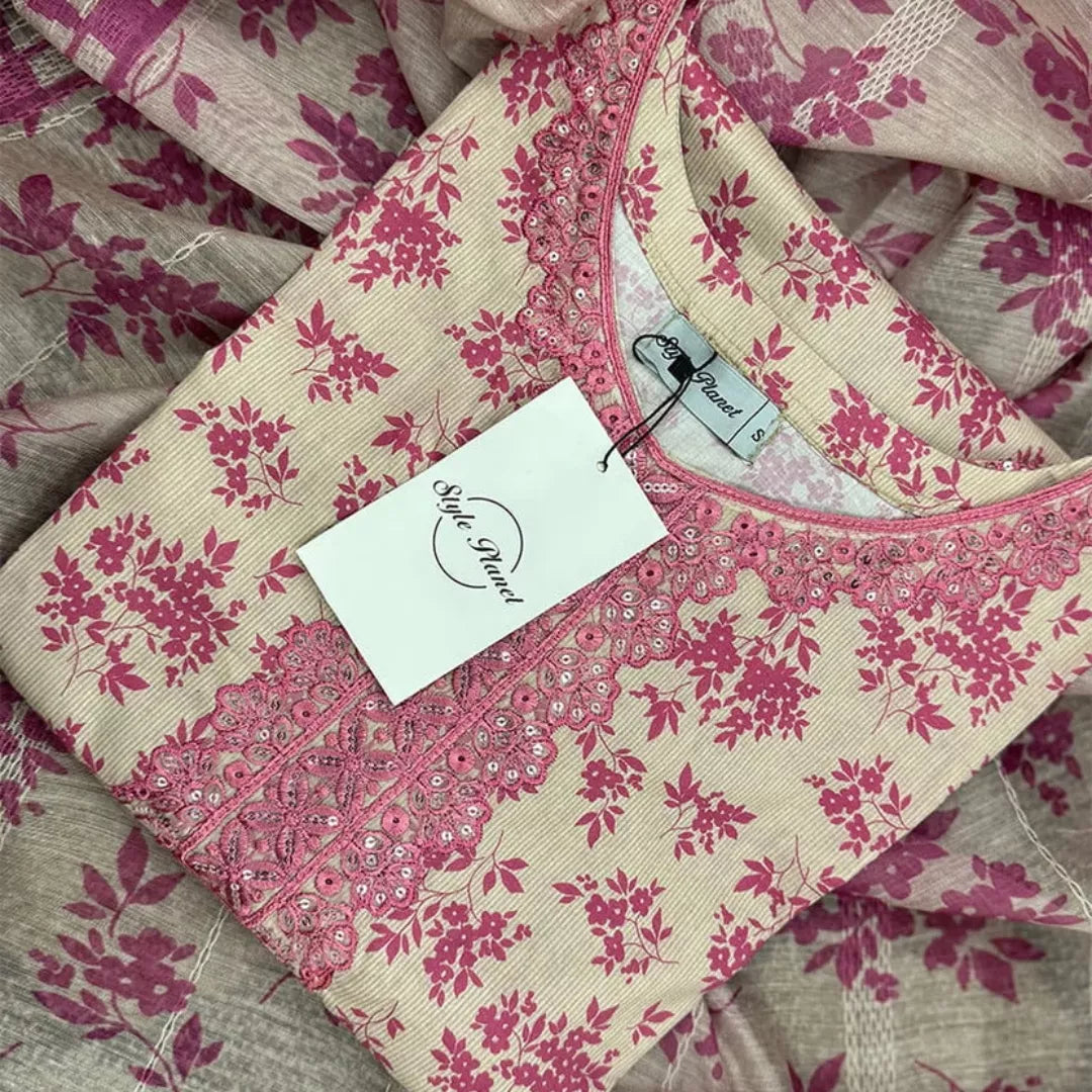 3 Piece Printed Embroidered Lawn Suit – Premium Soft Cotton | Summer Collection
