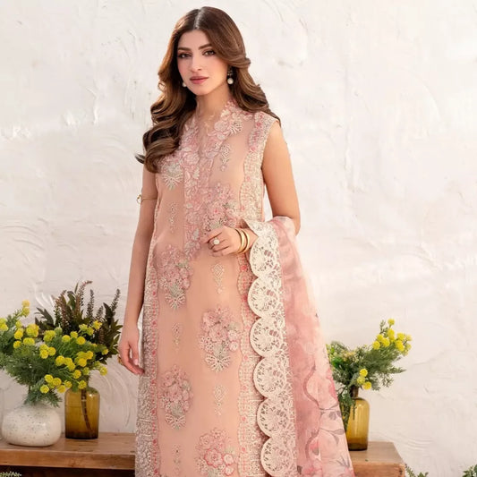 Peony Luxury Embroidered Lawn Suit – Unstitched 3 Piece
