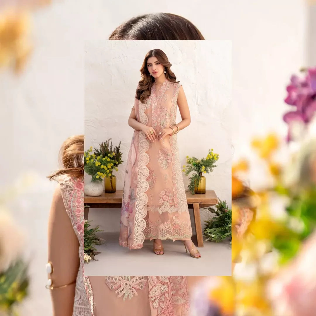 Peony Luxury Embroidered Lawn Suit – Unstitched 3 Piece