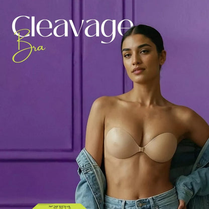 Invisible Lift Adhesive Cleavage Bra – Strapless Push Up Sticky Bra | Reusable Backless Bra | Black & Nude