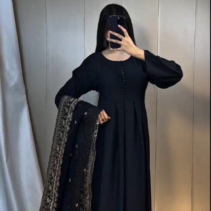 Noor-e-Mehfil Georgette Suit – 3 Piece (Black)