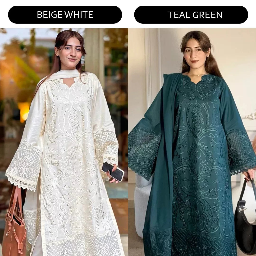 Butter Beige Embroidered Lawn Suit – 3 Piece