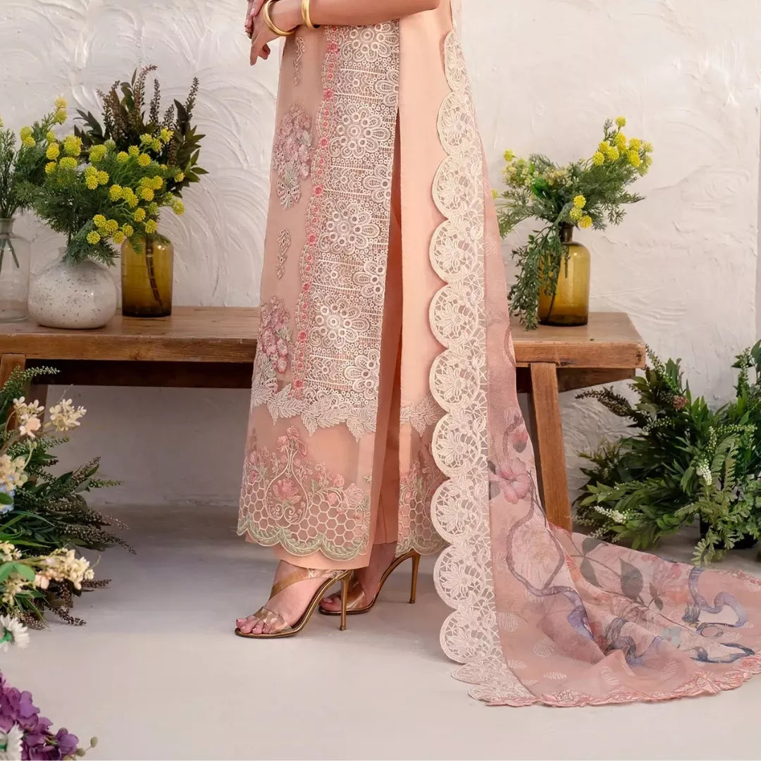 Peony Luxury Embroidered Lawn Suit – Unstitched 3 Piece
