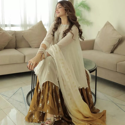 Sunehri Luxury Raw Silk & Chiffon Suit – 3 Piece