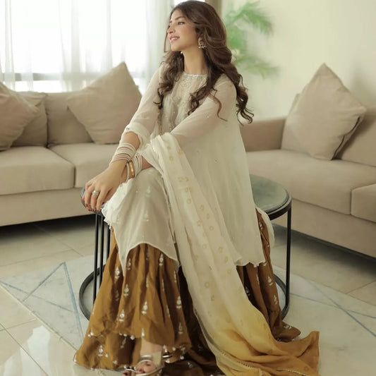 Sunehri Luxury Raw Silk & Chiffon Suit – 3 Piece