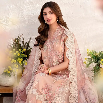 Peony Luxury Embroidered Lawn Suit – Unstitched 3 Piece