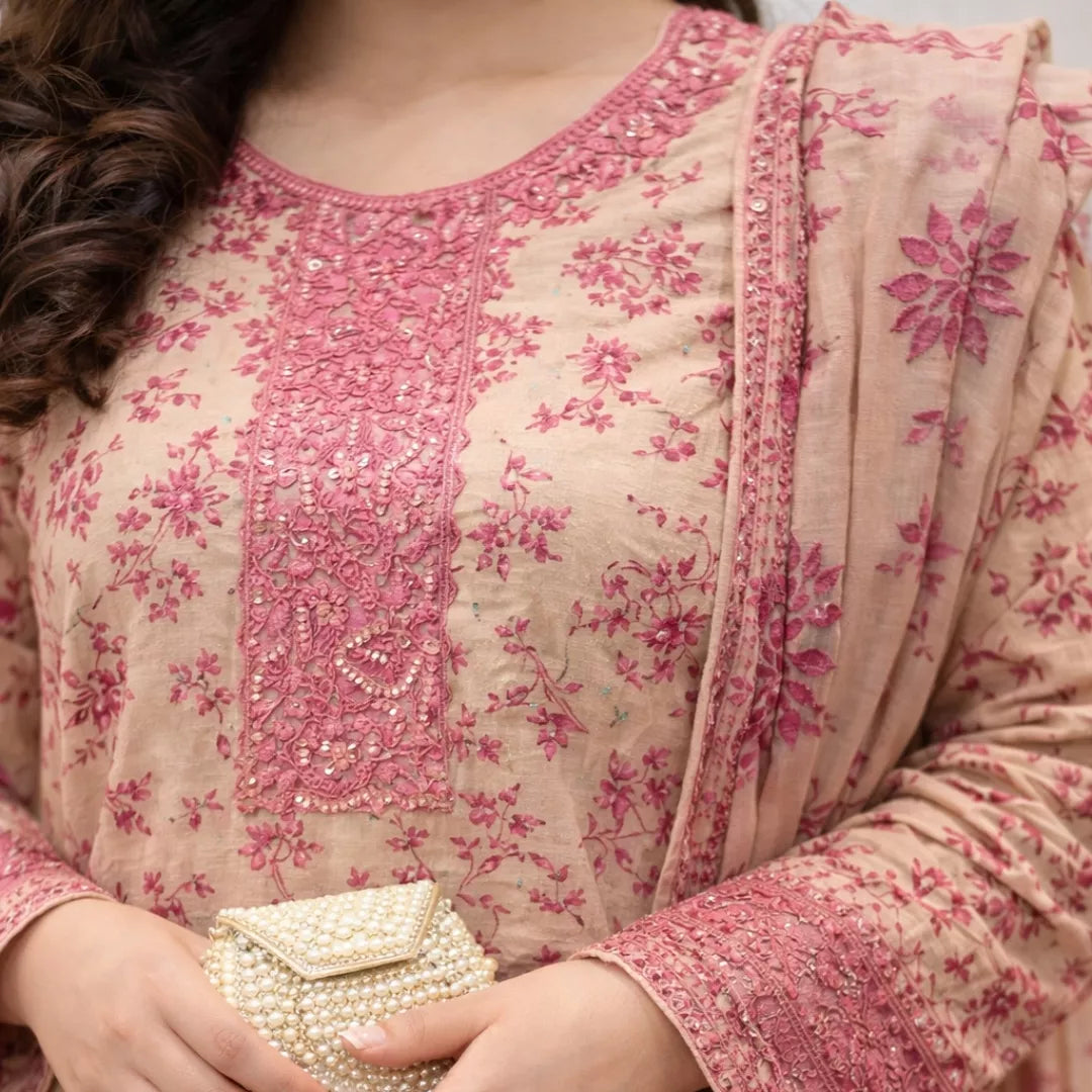 3 Piece Printed Embroidered Lawn Suit – Premium Soft Cotton | Summer Collection