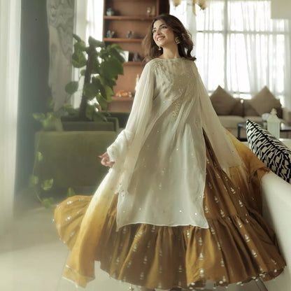 Sunehri Luxury Raw Silk & Chiffon Suit – 3 Piece