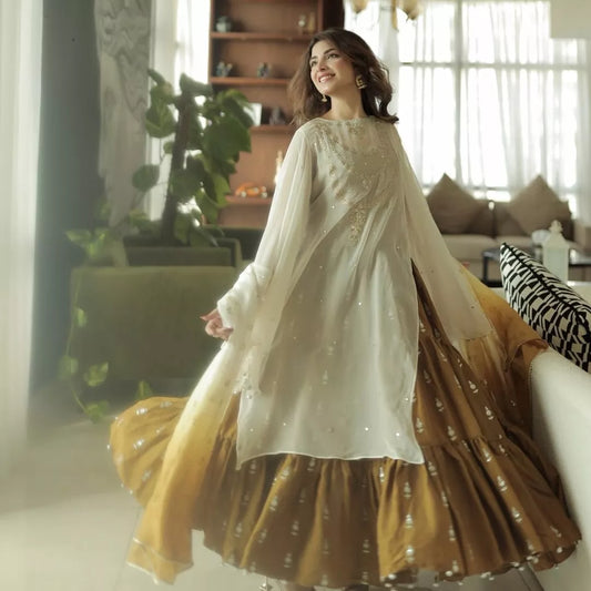 Sunehri Luxury Raw Silk & Chiffon Suit – 3 Piece