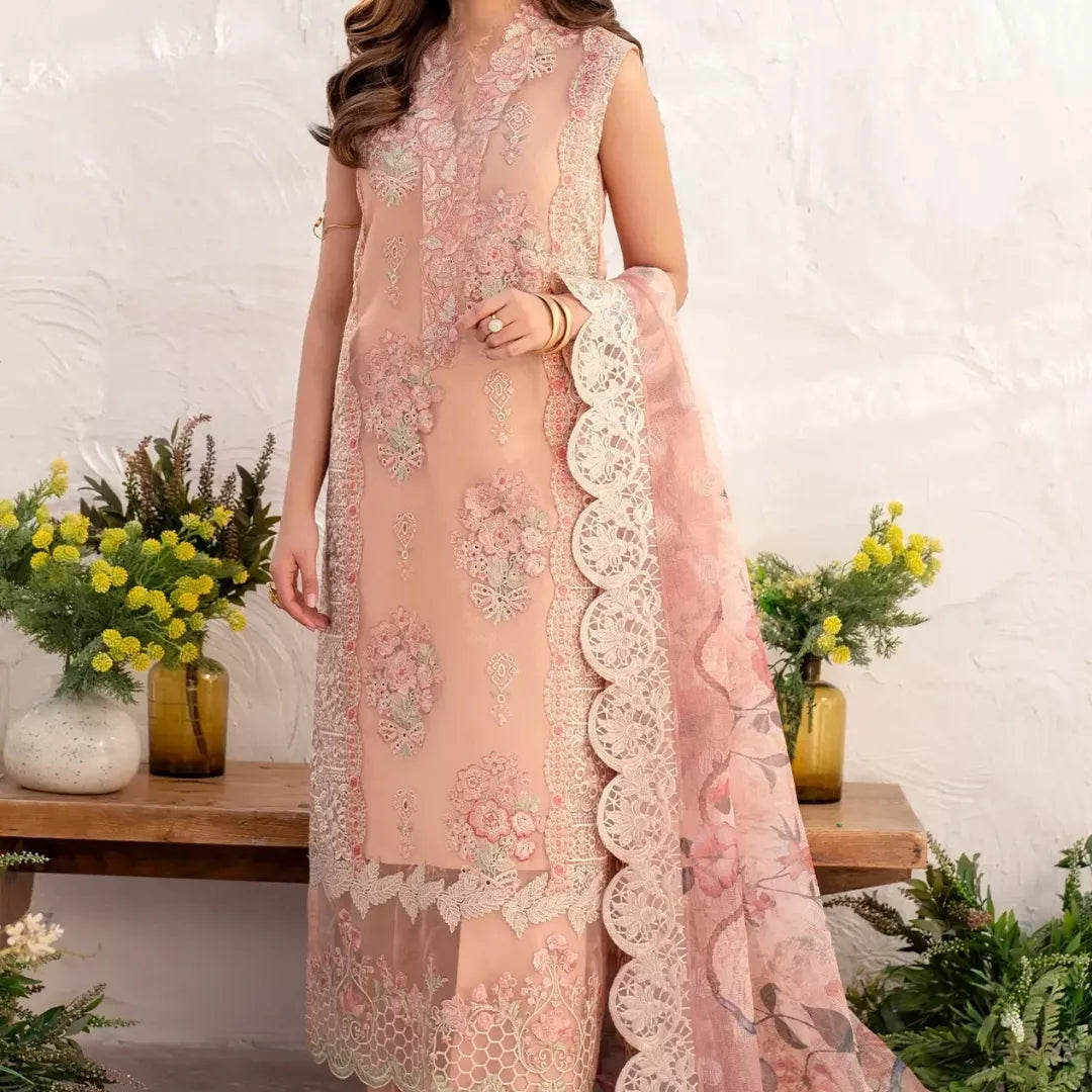 Peony Luxury Embroidered Lawn Suit – Unstitched 3 Piece