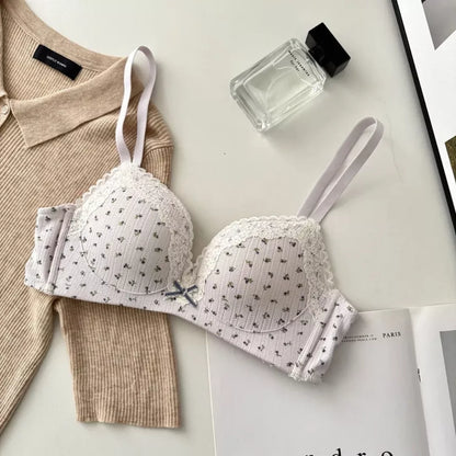 Elegant Bow Lace Wireless Bra & Panty Set – Soft Mesh Lingerie