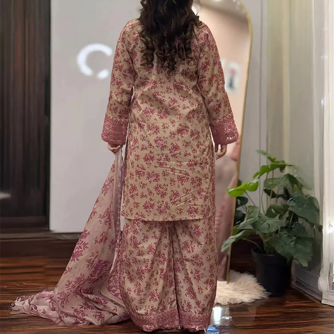 3 Piece Printed Embroidered Lawn Suit – Premium Soft Cotton | Summer Collection