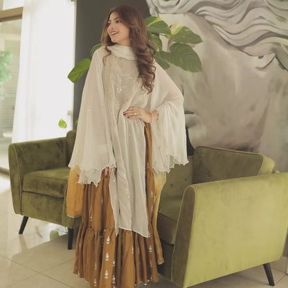 Sunehri Luxury Raw Silk & Chiffon Suit – 3 Piece